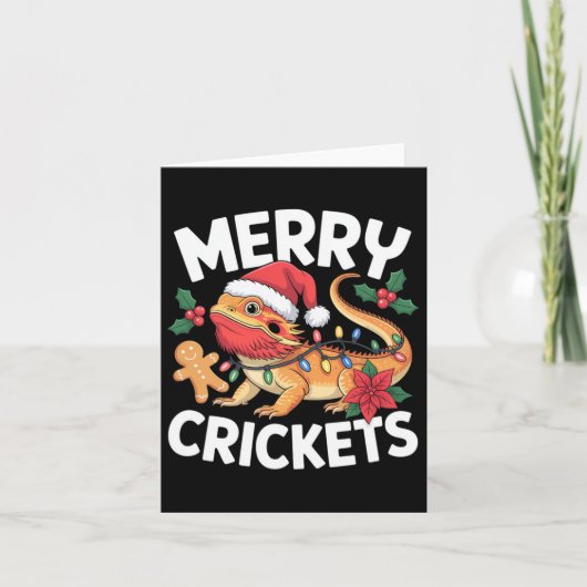 Carte Joyeux crickets ! Canon de Noël de dragon barbu (Devant)