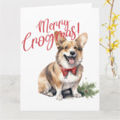 Carte Joyeux Crogmas Chiens de Noël Amoureux des animaux (Fleur jaune)