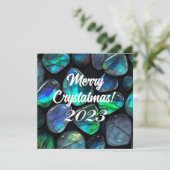 Carte Joyeux Crystalmas ! 2023 Blue Labradorite Gemstone (Debout devant)