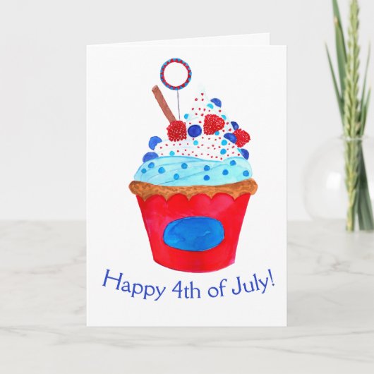 Carte Joyeux cupcake 4 juillet aquarelle (Devant)