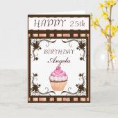 Carte Joyeux Cupcake d'anniversaire (Fleur jaune)