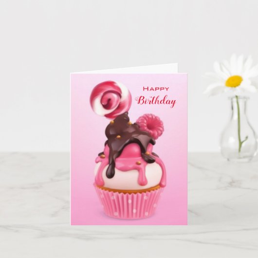Carte Joyeux cupcake d'anniversaire (Petite plante)