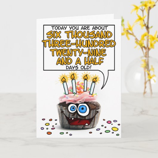 Carte Joyeux Cupcake d'anniversaire - 17 ans (Fleur jaune)