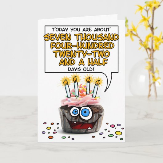 Carte Joyeux Cupcake d'anniversaire - 20 ans (Fleur jaune)