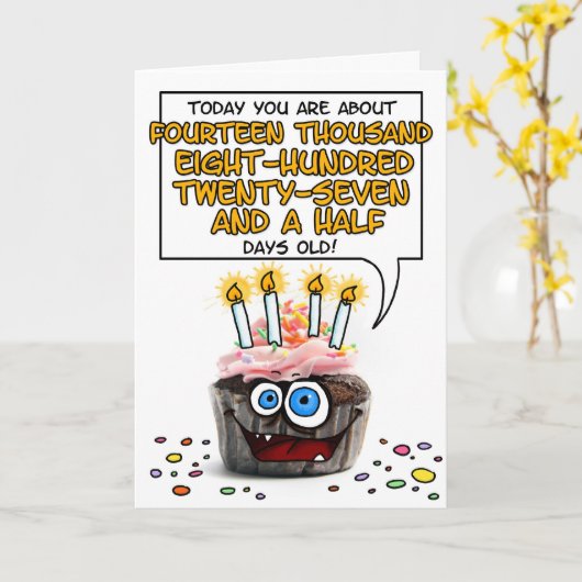 Carte Joyeux Cupcake d'anniversaire - 40 ans (Fleur jaune)