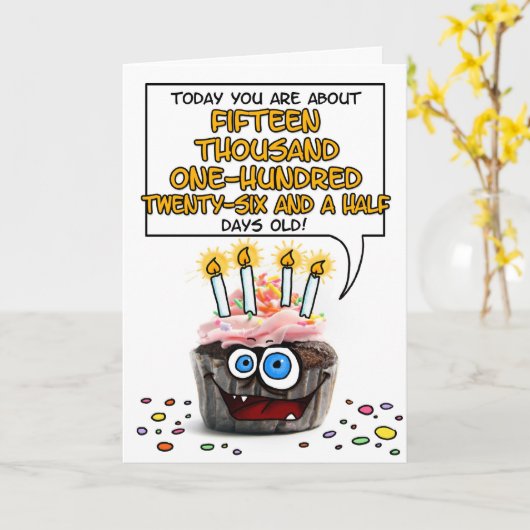 Carte Joyeux Cupcake d'anniversaire - 41 ans (Fleur jaune)