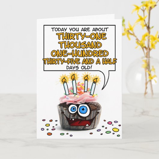 Carte Joyeux Cupcake d'anniversaire - 85 ans (Fleur jaune)