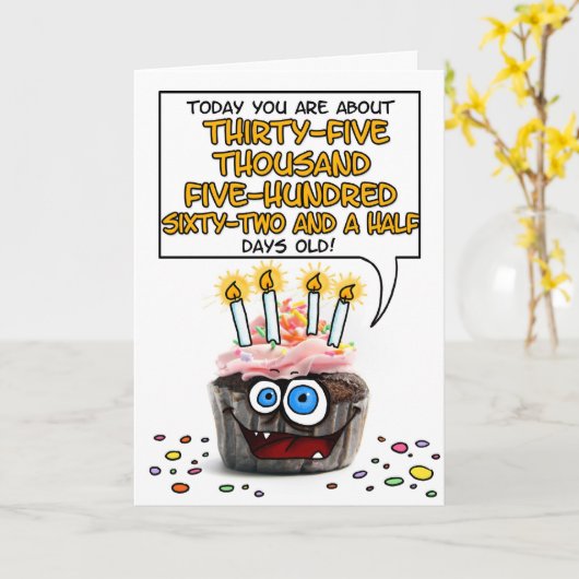 Carte Joyeux Cupcake d'anniversaire - 97 ans (Fleur jaune)