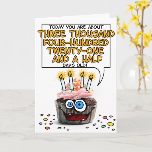 Carte Joyeux Cupcake d'anniversaire - 9 ans (Fleur jaune)