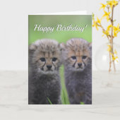 Carte Joyeux Cute Cheetah Sibling Cubs (Fleur jaune)