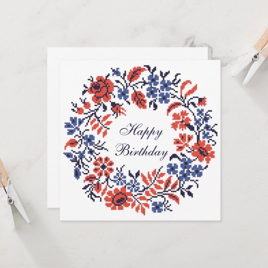 Carte Joyeux cycle des fleurs d'anniversaire (Devant/Arrière en situation)