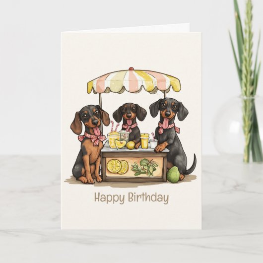Carte Joyeux Dachshund Dogs Lemonade Stand (Devant)
