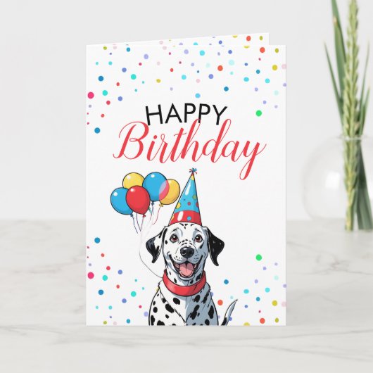 Carte Joyeux Dalmatien avec ballons Anniversaire (Devant)