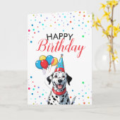 Carte Joyeux Dalmatien avec ballons Anniversaire (Fleur jaune)