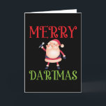 Carte Joyeux Dartmas - Joyeux Noël de fléchettes<br><div class="desc">Vous avez un ami qui aime jouer aux fléchettes et vous avez besoin d'un design cool pour les amateurs de fléchettes. Alors ce motif de Père Noël avec des fléchettes est parfait pour un joueur de fléchettes pour un beau Noël. C'est un design de Joyeux Noël pour les personnes qui...</div>