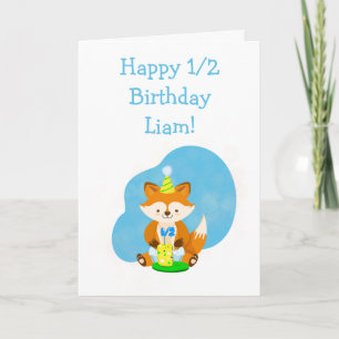Carte Joyeux Demi-anniversaire Fils bébé Renard avec Ann