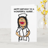 Carte Joyeux dessin d'infirmière d'anniversaire (Fleur jaune)