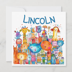 Carte Joyeux dessin pour enfants Animaux de ferme