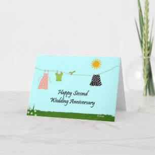 Carte Joyeux deuxième anniversaire de mariage