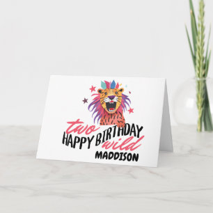 Carte Joyeux Deuxième Anniversaire Thème Safari Sauvage