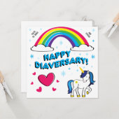 Carte Joyeux Diaversaire [Licorne Bleue] (Devant/Arrière en situation)
