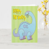 Carte Joyeux Dinosaure Bleu anniversaire (Fleur jaune)