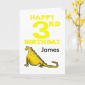 Carte Joyeux dinosaure de dessin animé de 3ème anniversa (Fleur jaune)