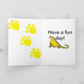 Carte Joyeux dinosaure de dessin animé de 4 ans - garçon (Intérieur)