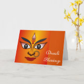Carte Joyeux Diwali avec Durga (Fleur jaune)