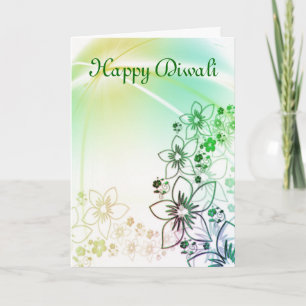 Carte Joyeux Diwali avec fleurs texte personnalisé