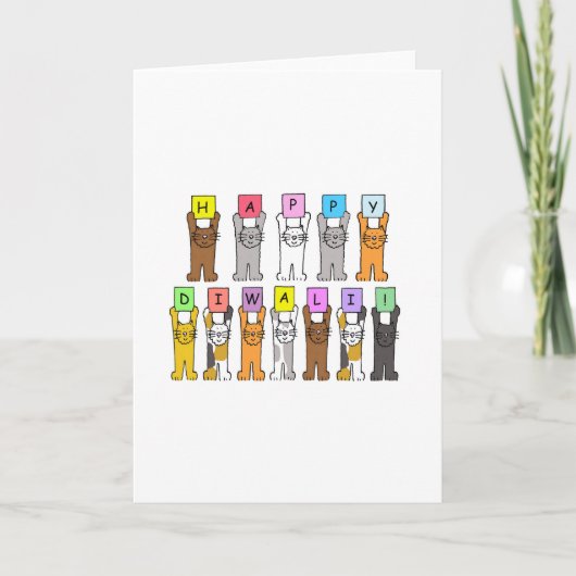 Carte Joyeux Diwali Cute Cartoon Cats (Devant)