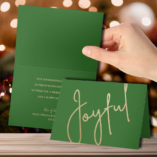 Carte Joyeux d'or sur le Joyeux Vert Plié Noël
