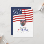 Carte Joyeux drapeau américain 4 juillet Fête de l'Indép (Devant/Arrière en situation)