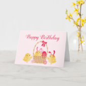 Carte Joyeux Enfants Bunny Ears rose (Fleur jaune)