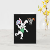 Carte Joyeux enfants de Pâques garçons Bunny Dunk Basket (Fleur jaune)