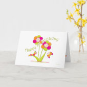 Carte Joyeux ęr anniversaire Caterpiller - papillon (Fleur jaune)