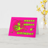 Carte Joyeux et chanceux sixième anniversaire avec Grass (Fleur jaune)