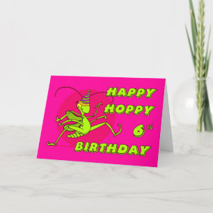 Carte Joyeux et chanceux sixième anniversaire avec Grass