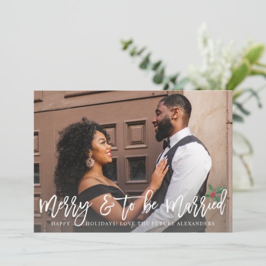 Carte Joyeux et être marié avec Holly photo engagé (Debout devant)