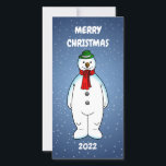 Carte Joyeux et heureux Snowman<br><div class="desc">Le joyeux bonhomme de neige portant un casquette vert et un foulard rouge est prêt pour Noël.</div>