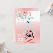 Carte Joyeux et lumineux rennes et arbres Noël (Devant/Arrière en situation)