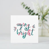 Carte Joyeux et lumineux - vert et rose (Debout devant)