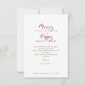 Carte Joyeux et mariés Noël Nouveaux mariés Photo person (Dos)