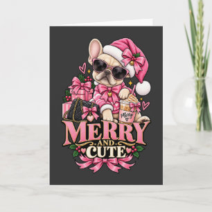 Carte Joyeux Et Mignon Boujee De Noël En Rose Pour Boule