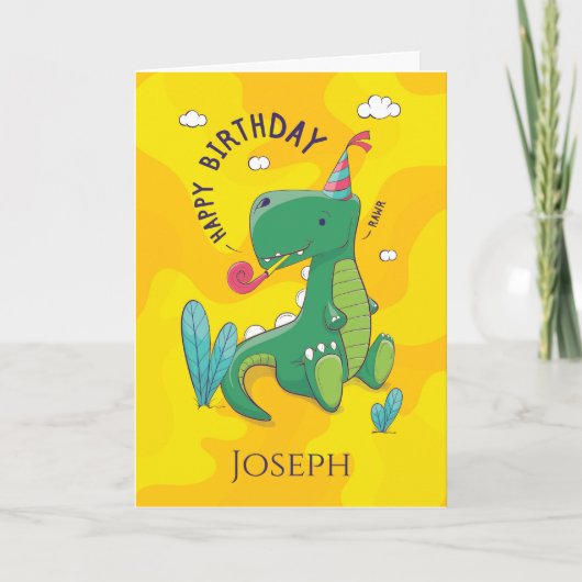 Carte Joyeux et mignon enfants Dinosaur anniversaire sal (Devant)