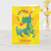 Carte Joyeux et mignon enfants Dinosaur anniversaire sal (Fleur jaune)