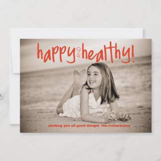 Carte Joyeux et sain rouge avec dos photo