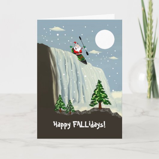 Carte Joyeux Fallidays Kayaking Santa Claus (Devant)