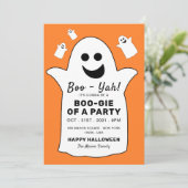 Carte Joyeux Fantôme, fête d'Halloween orange (Debout devant)