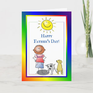 Carte Joyeux Fête des pères Garçon Et Chien